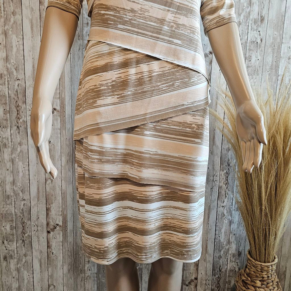 Women's Connected Apparel Dress Size 6 Brown White Tan - Picture 3 of 9